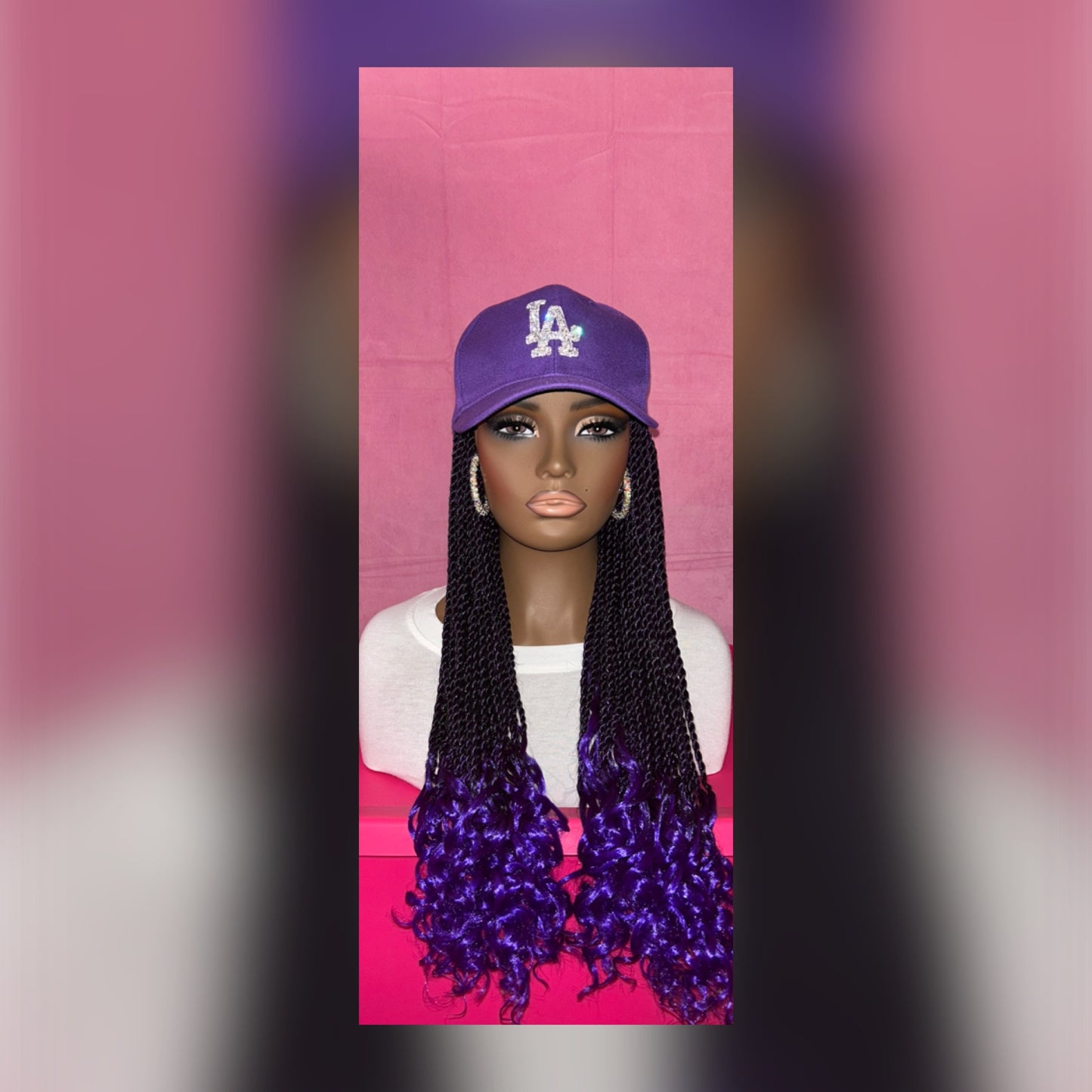 LAST ONE IN STOCK‼️ Black/ Purple Ombre Senegalese Twist Wig Hat