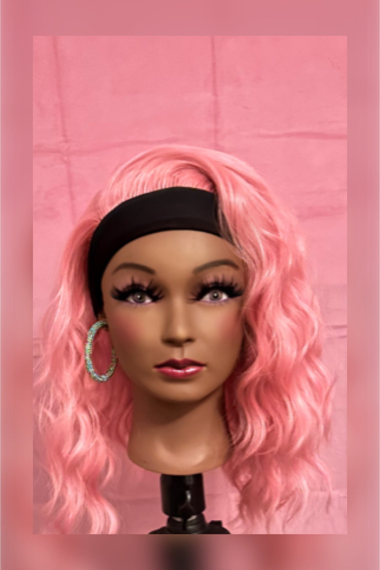 LAST ONE STOCK‼️ Pink Wavy Curls Headband Wig w/ Headband Included