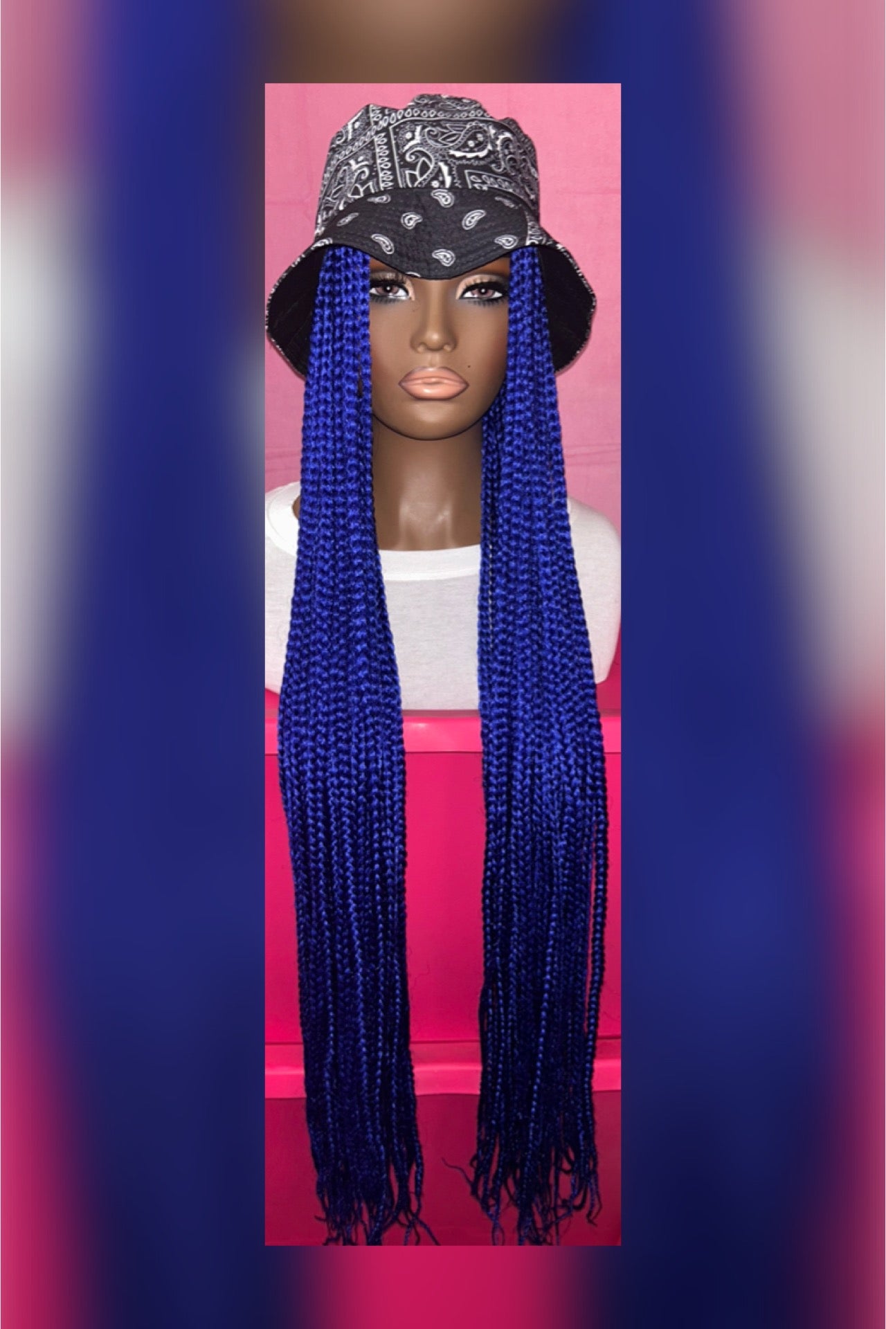 LAST ONE IN STOCK‼️ Indigo Blue Box Braids Wig Hat
