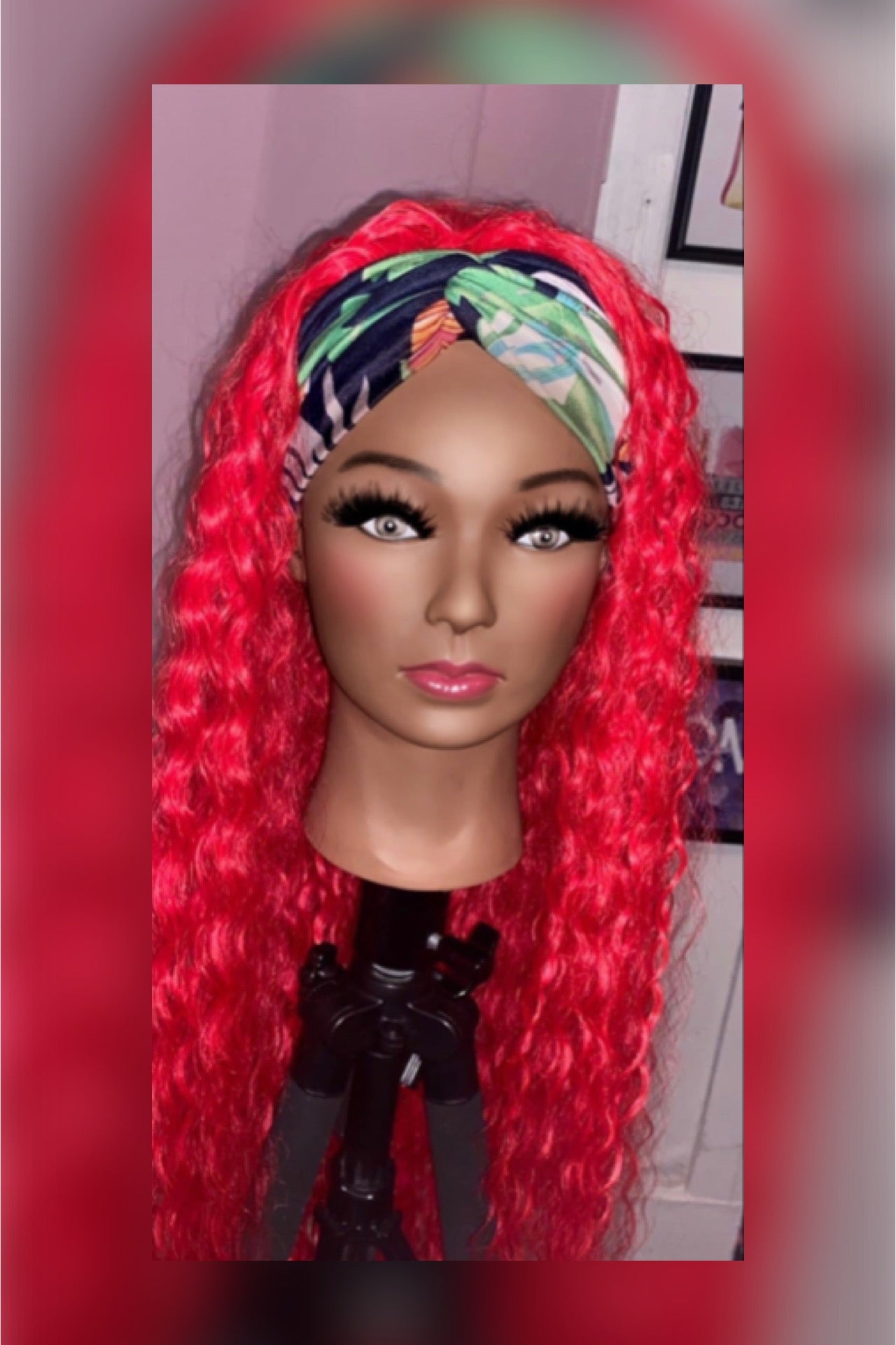 LAST ONE IN STOCK‼️ Red Crinkle Curl Headband Wig w/ Headband Included