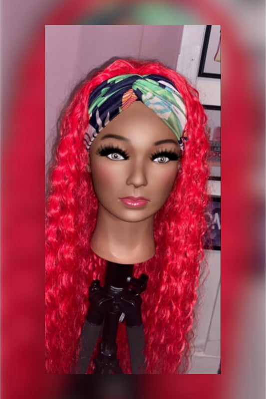 LAST ONE IN STOCK‼️ Red Crinkle Curl Headband Wig w/ Headband Included