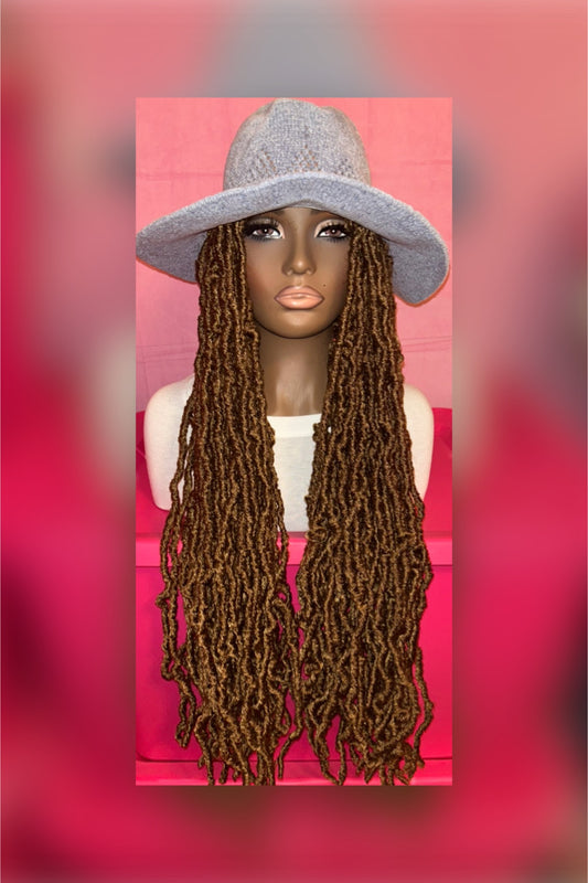 LAST ONE IN STOCK‼️ Honey Brown Soft Faux Locs Wig Hat