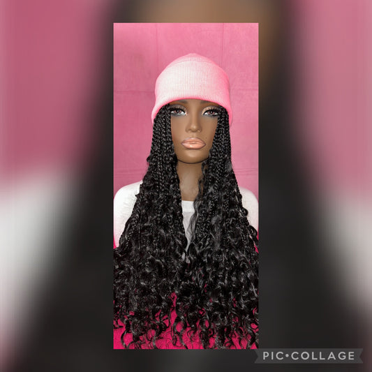 LAST ONE IN STOCK‼️ Black Goddess Box Braids Wig Hat