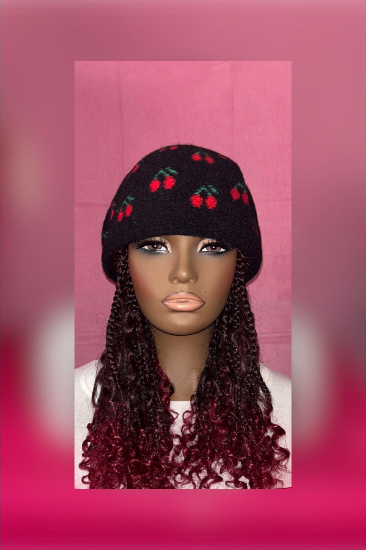LAST ONE IN STOCK‼️ Burgundy Wine Bohemian Box Braids Wig Hat