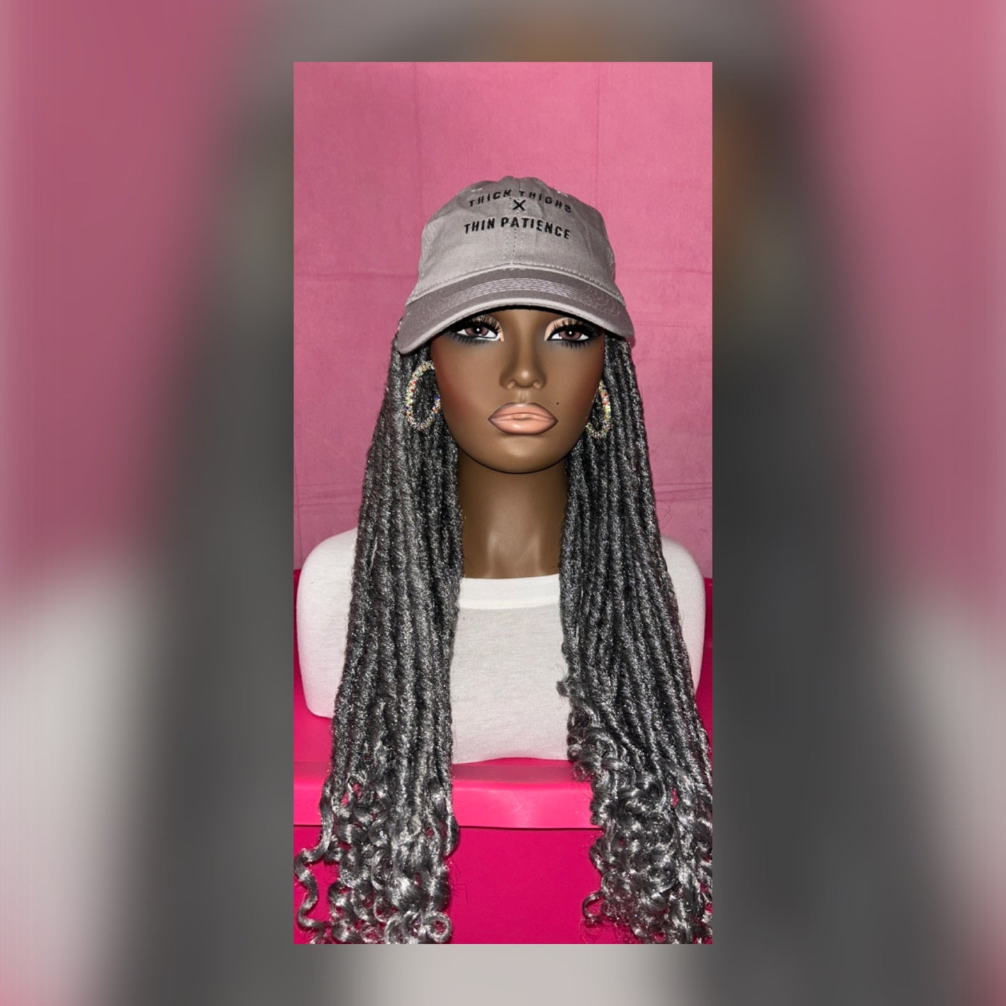 LAST ONE IN STOCK‼️ Gray Goddess Faux Locs Wig Hat