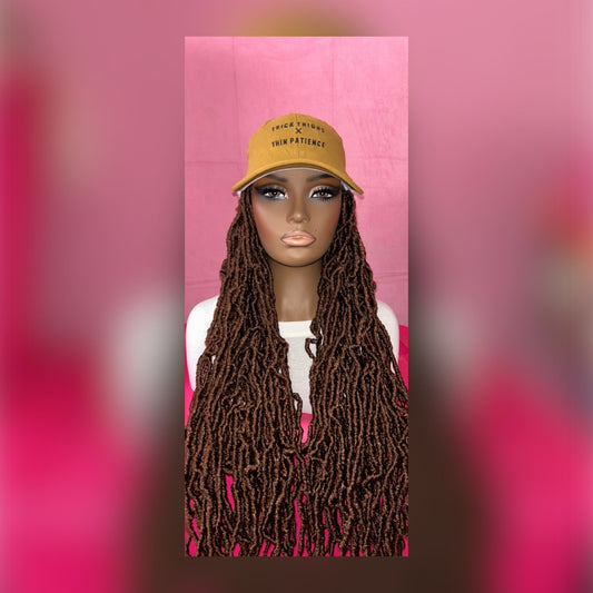 LAST ONE IN STOCK‼️ Dark Brown Faux Locs Wig Hat