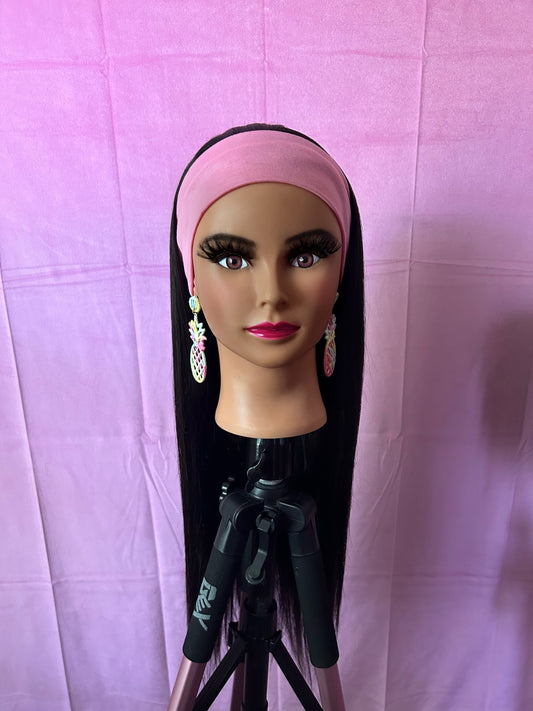 Black Straight Hair Headband Wig w/ Headband Included
