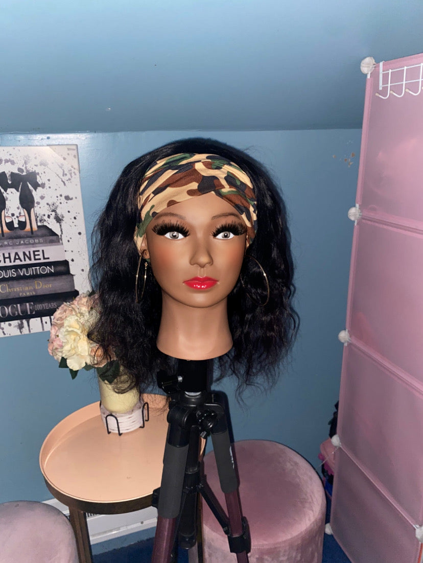 Black Loose Body Wave Curls Headband Wig w/ Headband Included