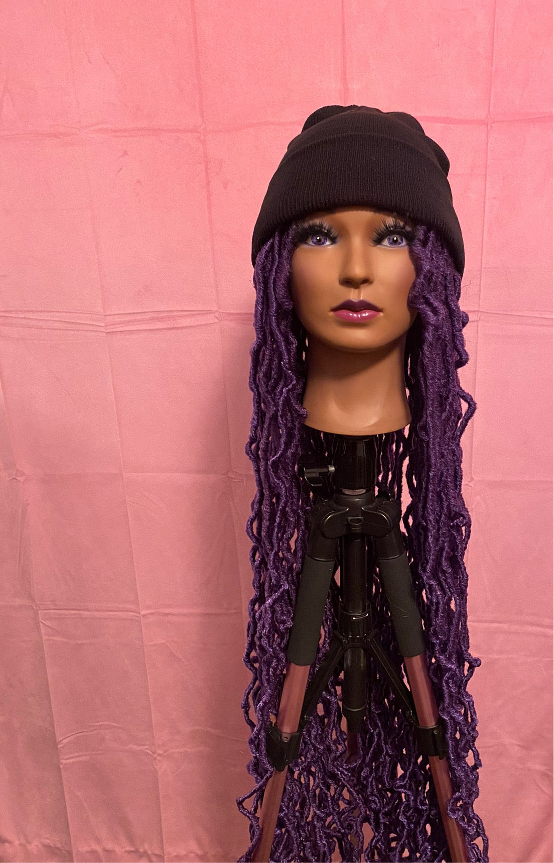 Purple Soft Faux Locs Wig Hat