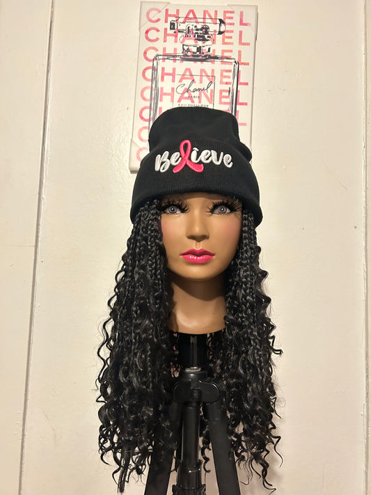 Black Bohemian Box Braids Elastic Wig Band