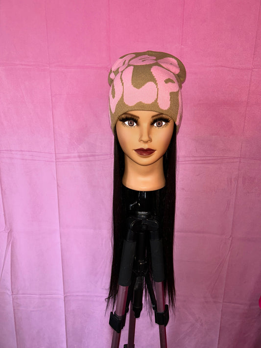 Black Straight Hair Wig Hat