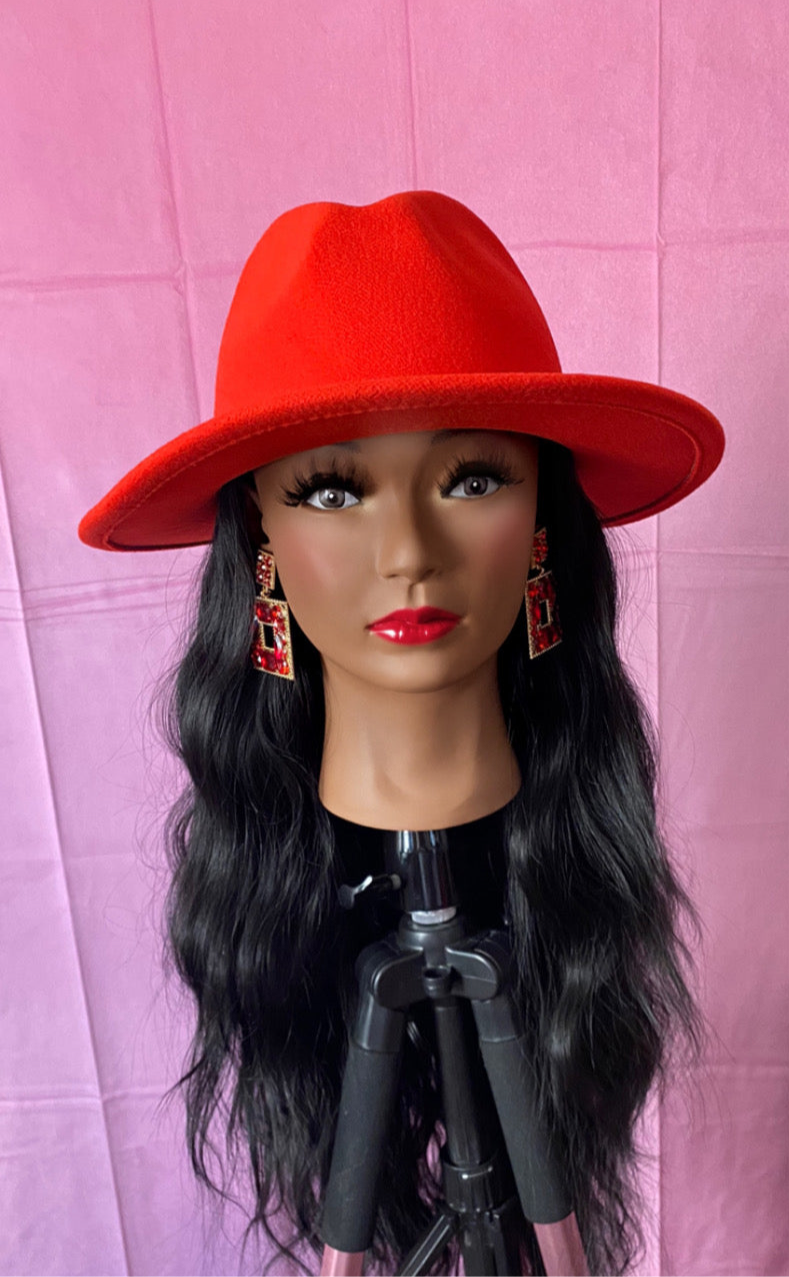 Black Loose Body Wave Curls Wig Hat