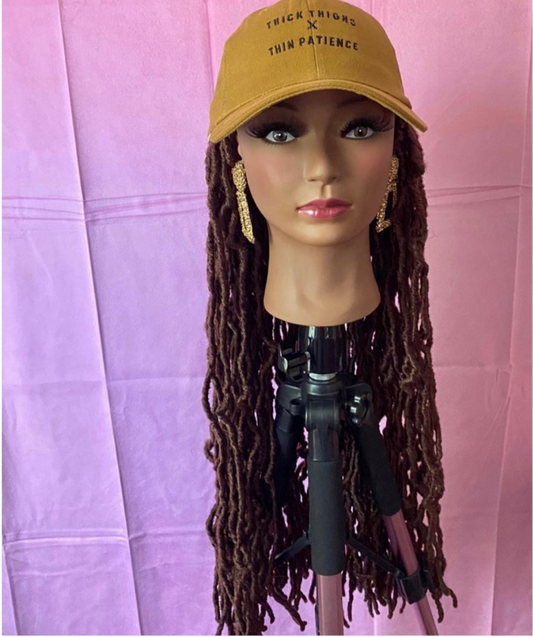 Dark Brown Faux Locs Wig Hat