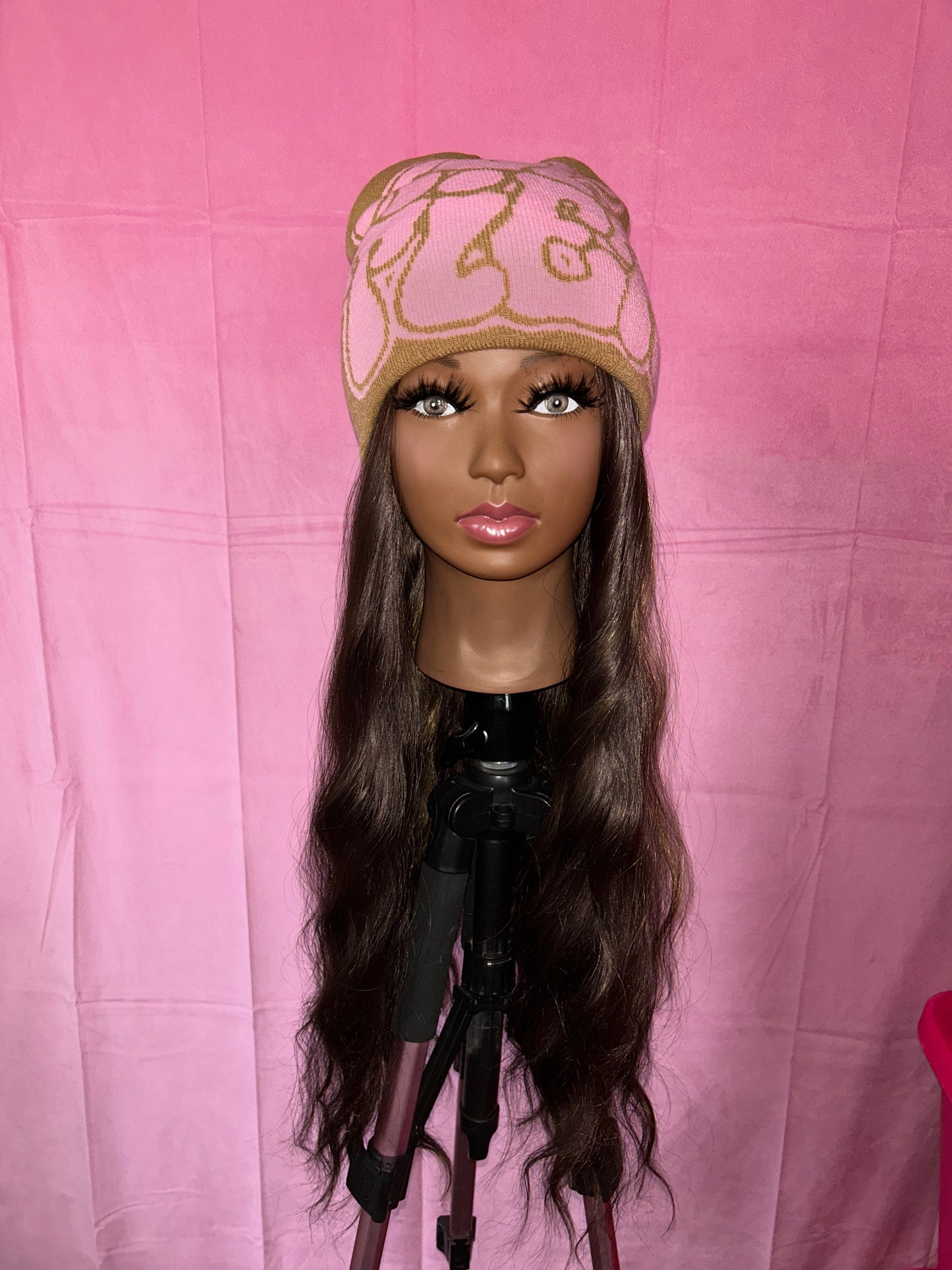 Dark Brown Water Wave Curls Wig Hat