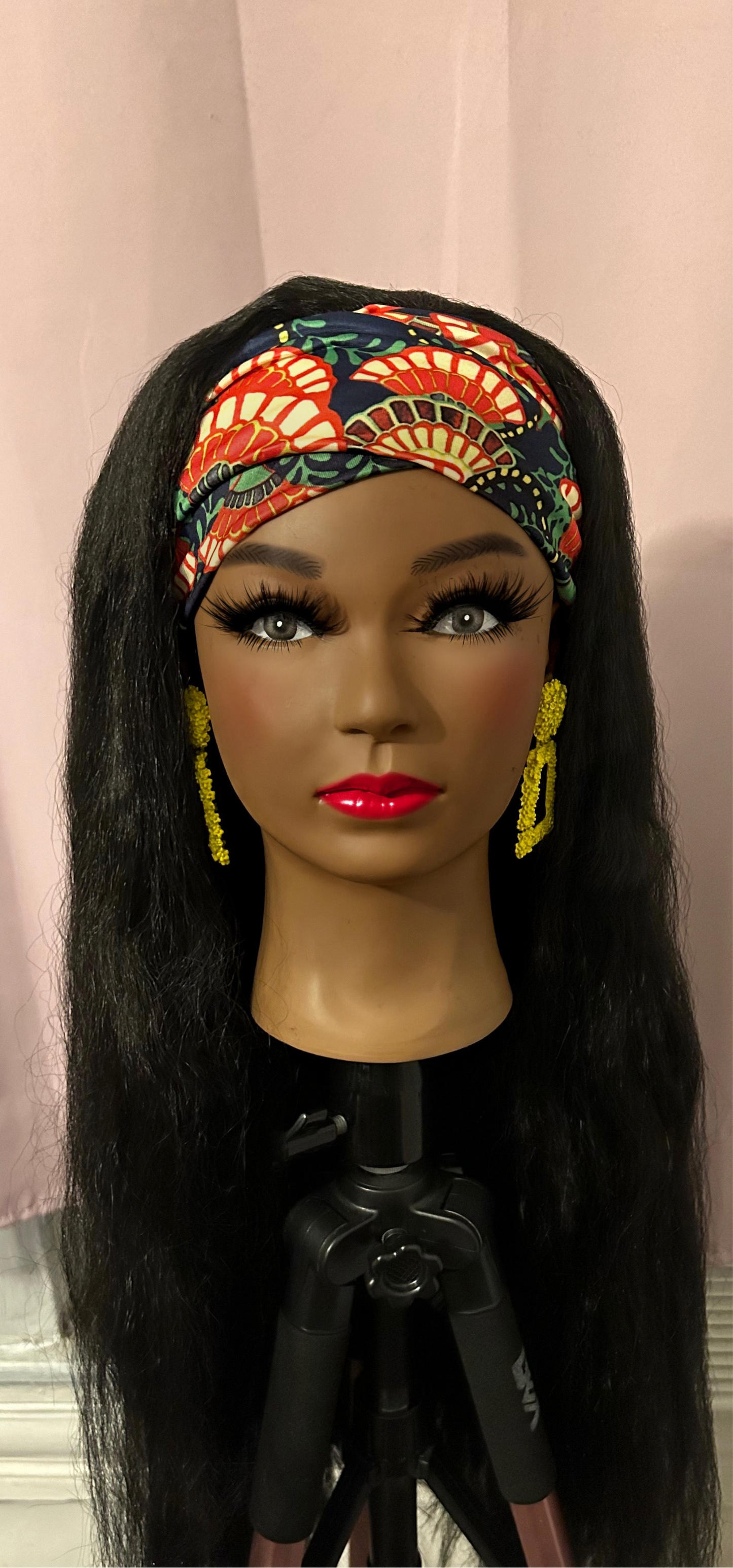 Black Kinky Straight Headband Wig w/ Headband Included