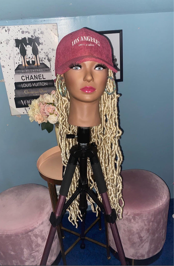 Blonde Soft Faux Locs Wig Hat