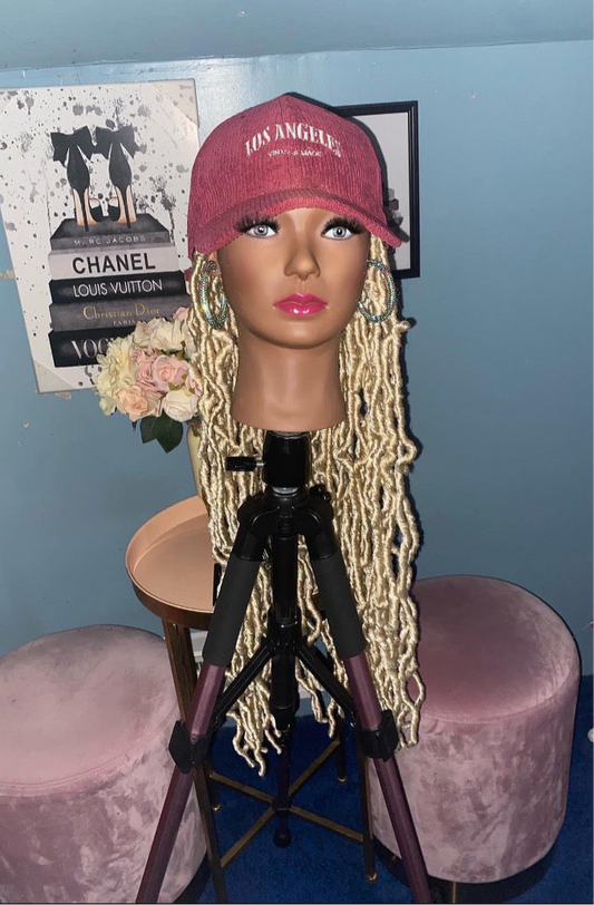 Blonde Soft Faux Locs Wig Hat