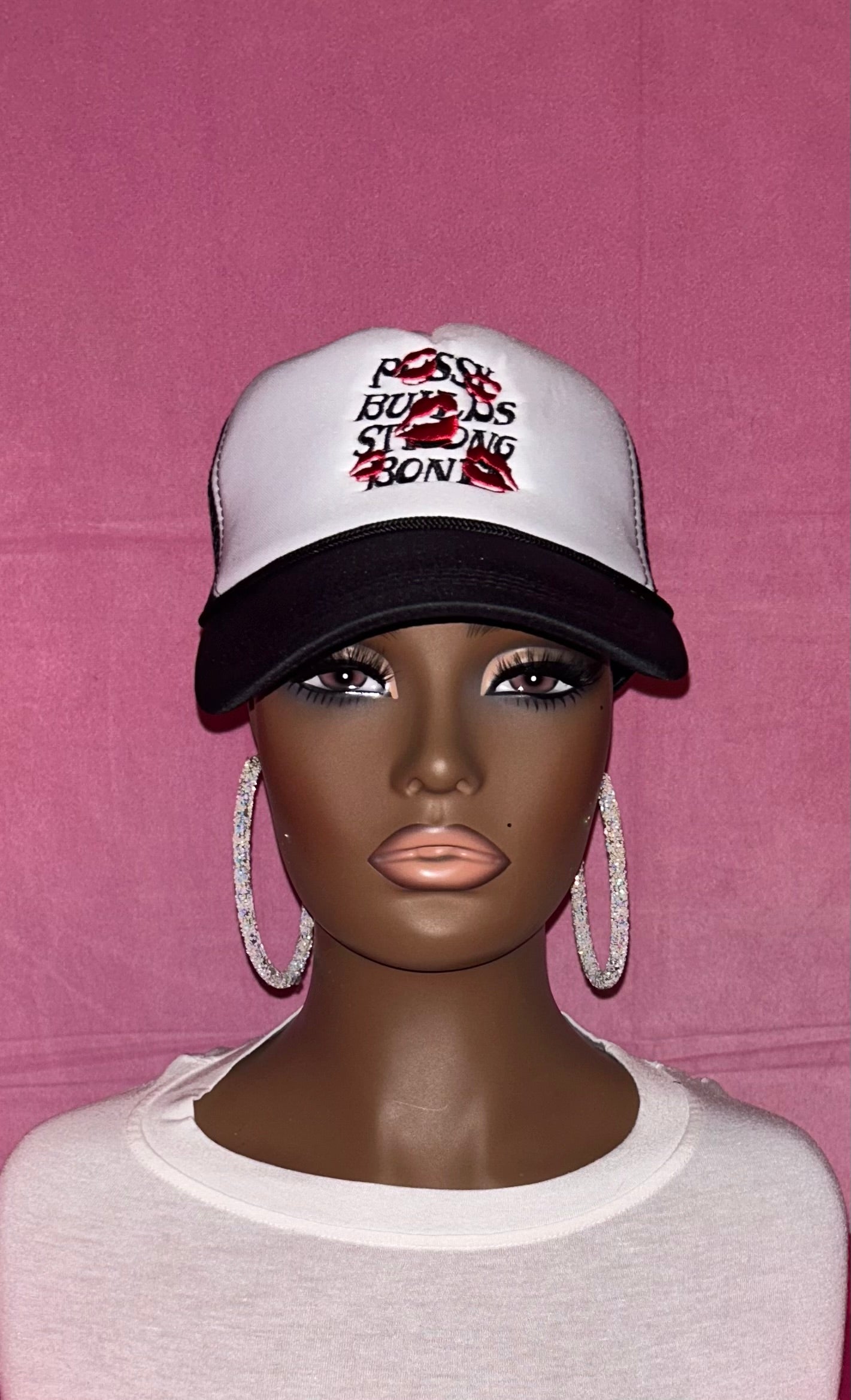 Black-White Lips Mesh Baseball Cap