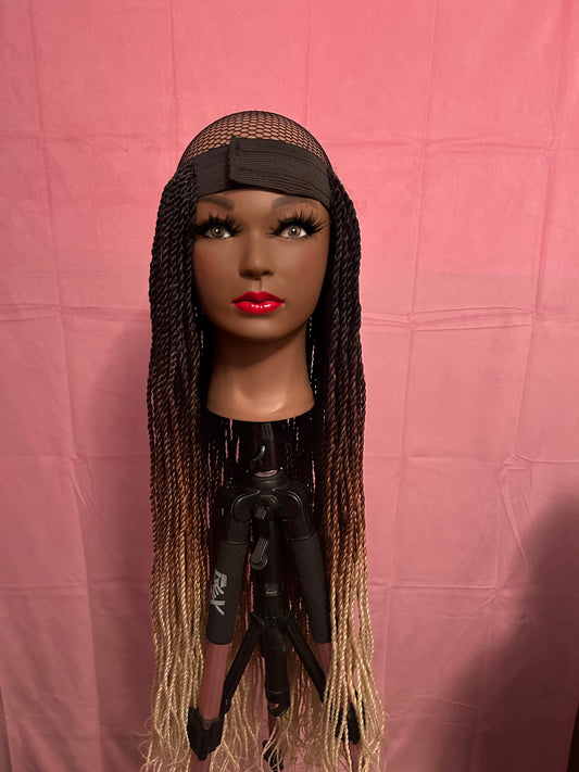 Black/Brown/Blonde Ombré Senegalese Twist Elastic Wig Band