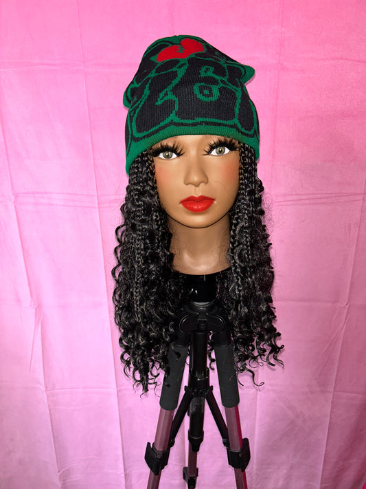 Black Butterfly Box Braids Wig Hat