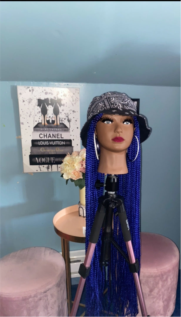 Indigo Blue Box Braids Wig Hat