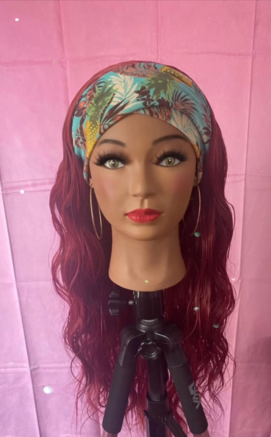 Red  Wavy Curls Headband Wig w/ Headband Included