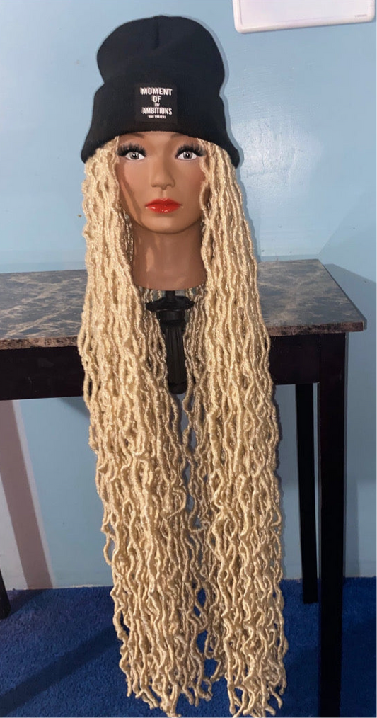 Blonde Super Long Soft Faux Locs Wig Hat