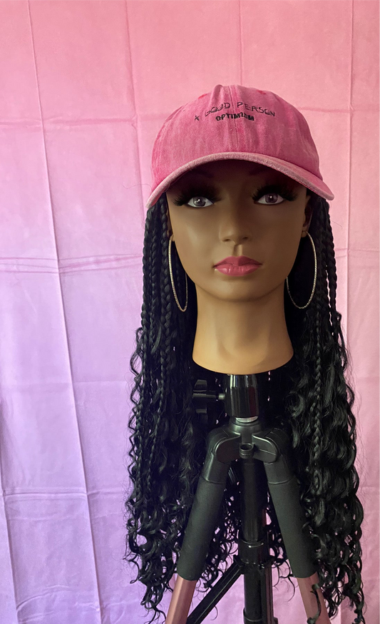 Black Goddess Box Braids Wig Hat