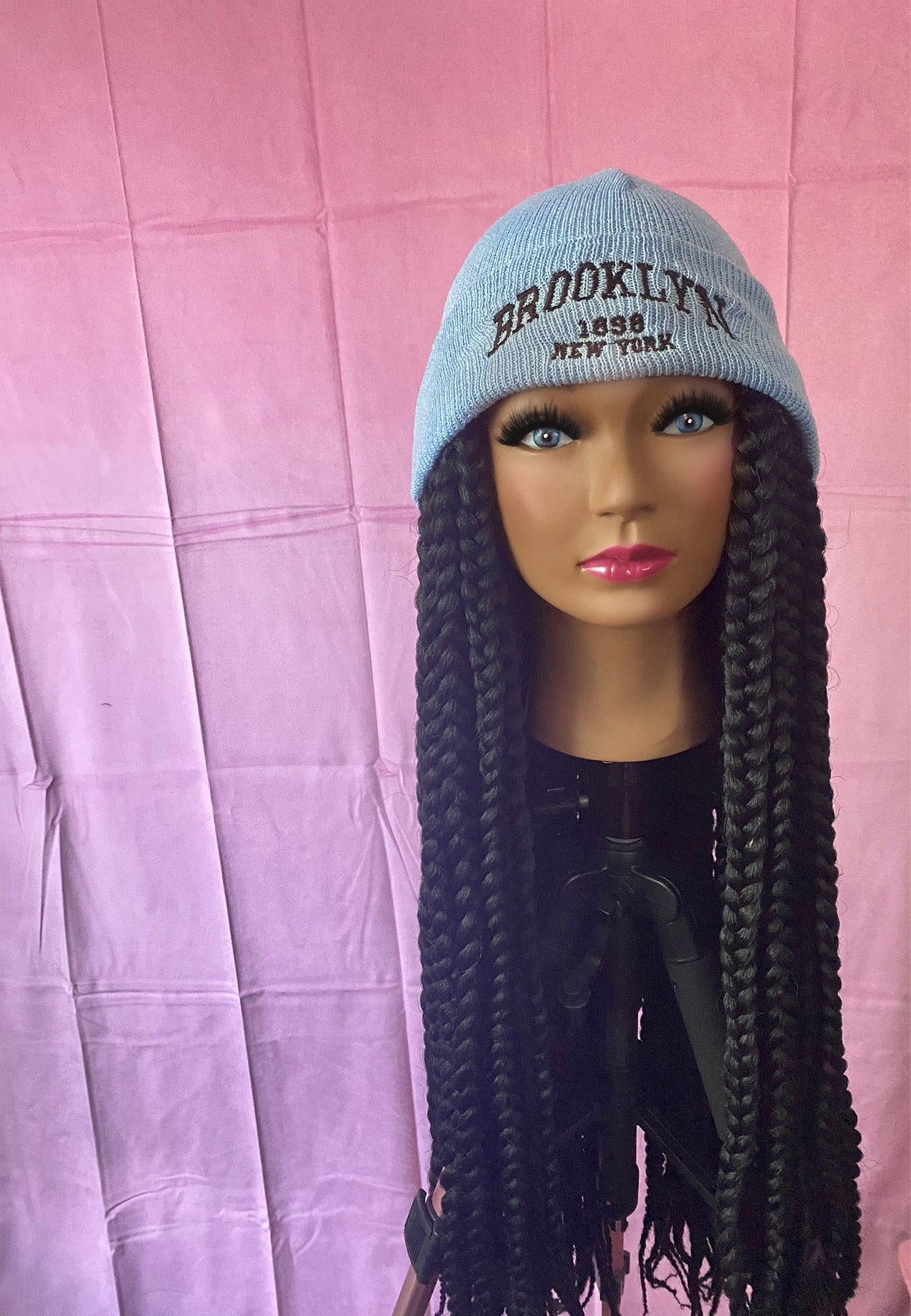 Black Jumbo Box Braids Wig Hat