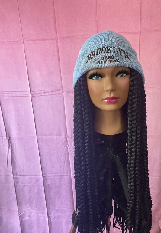 Black Jumbo Box Braids Wig Hat