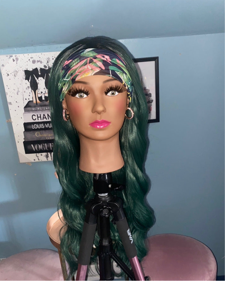 Green Wave Curls Headband Wig w/ Headband Included