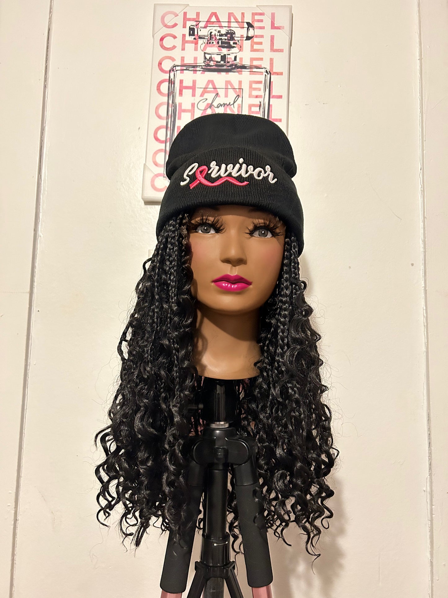 Black Bohemian Box Braids Elastic Wig Band