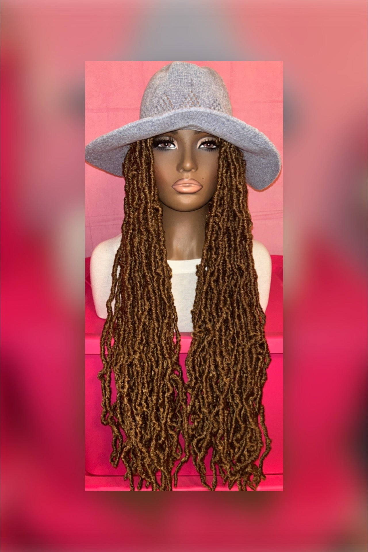 LAST ONE IN STOCK‼️ Honey Brown Soft Faux Locs Wig Hat