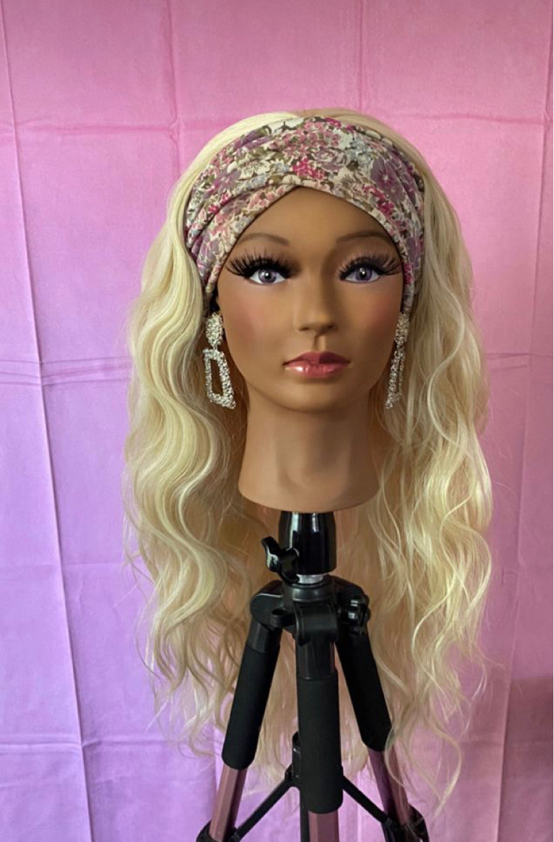 Blonde Loose Body Wave Curls Headband Wig w/ Headband Included