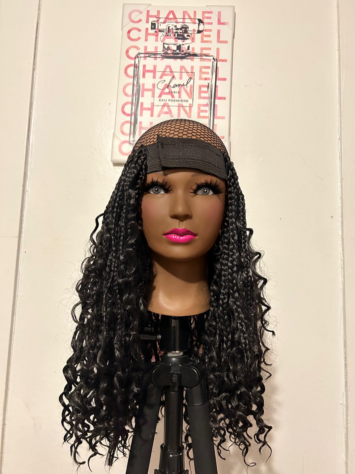 Black Bohemian Box Braids Elastic Wig Band