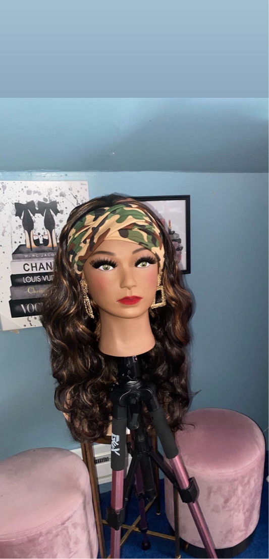 Dark Brown Loose Wave Curls Headband Wig w/ Headband Included