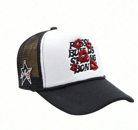 Black-White Lips Mesh Baseball Cap