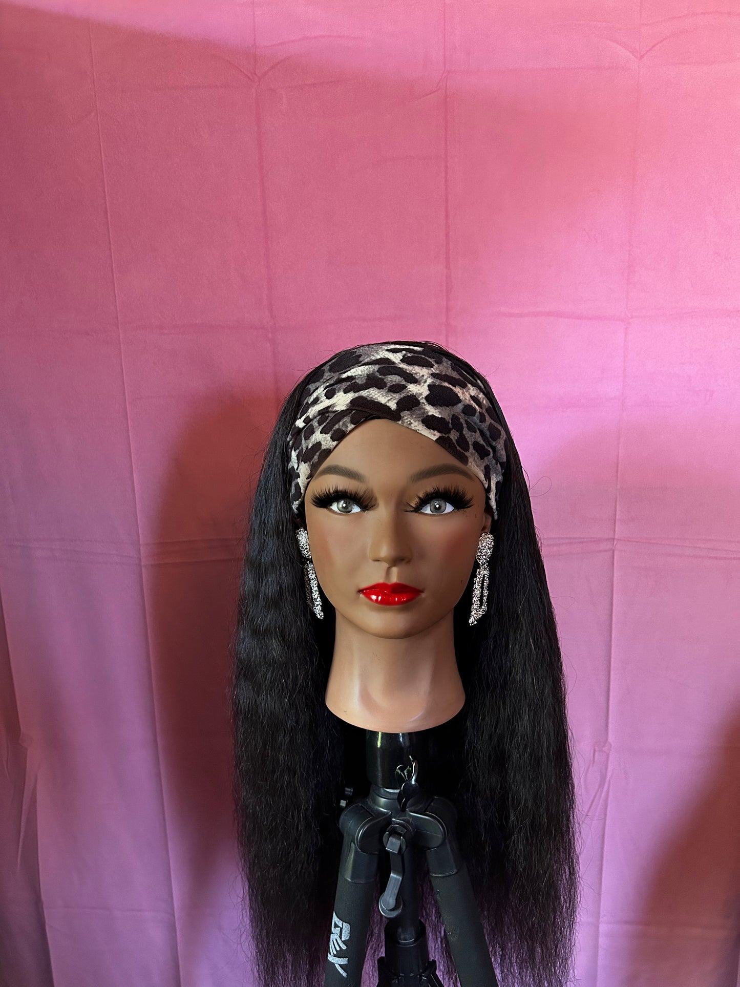 Black Kinky Straight Headband Wig w/ Headband Included