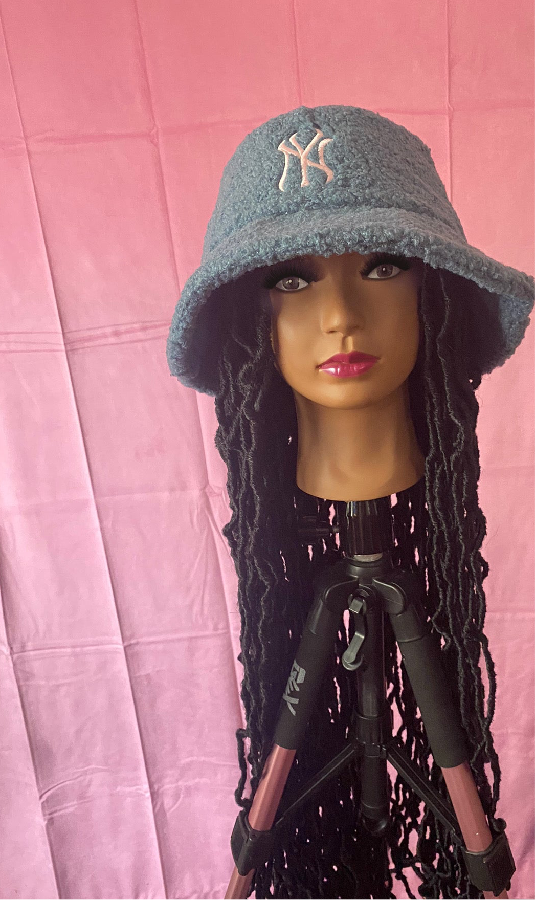 Black Soft Faux Locs Wig Hat