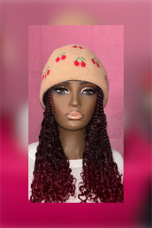 LAST ONE IN STOCK‼️ Burgundy Wine Bohemian Box Braids Wig Hat