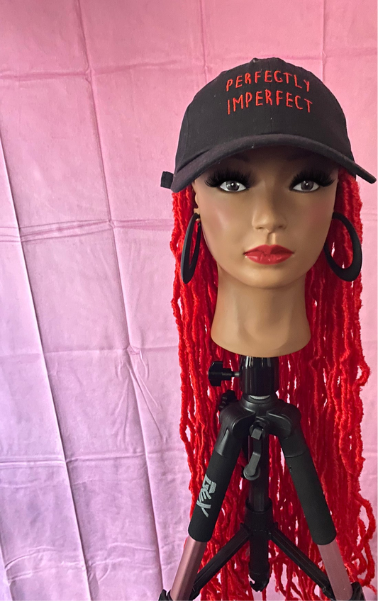 Red Soft Faux Locs Wig Hat