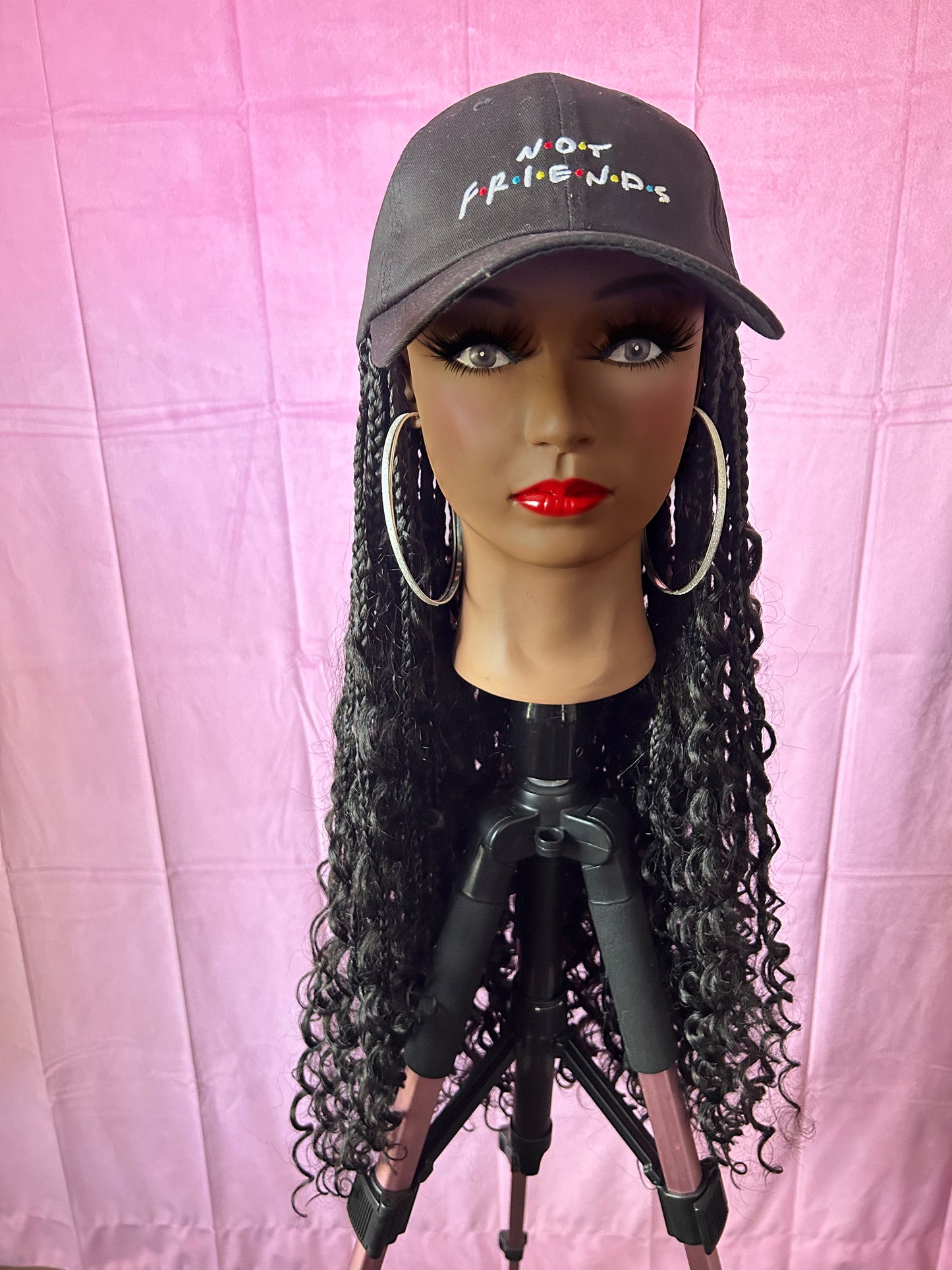 Black Goddess Box Braids Wig Hat