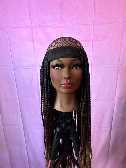 Black/Honey Brown Ombré Box Braids Elastic Wig Band