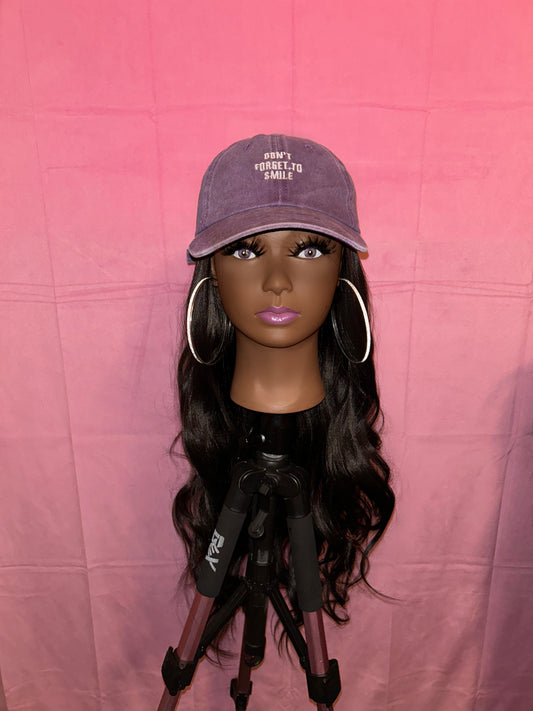 Black Wavy Curls Wig Hat