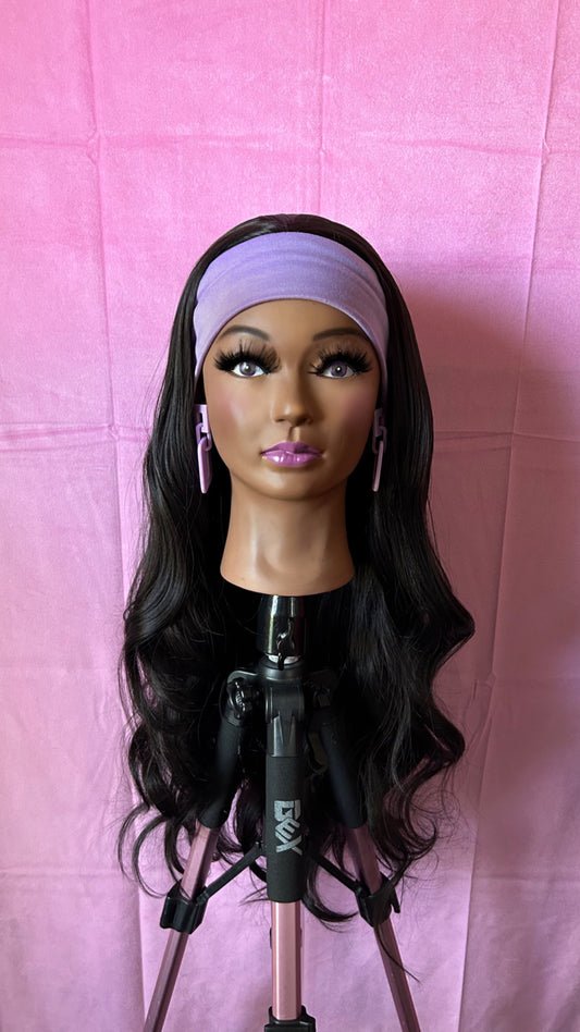 Black Wavy Curls Headband Wig w/ Headband Included