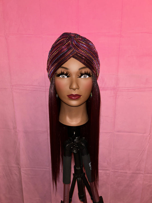 Burgundy Wine Straight Hair Wig Hat