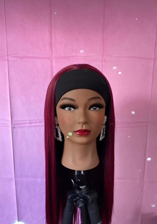 Red Straight Hair Headband Wig w/ Headband Included
