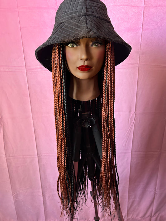 Black/Copper Box Braids Elastic Wig Band