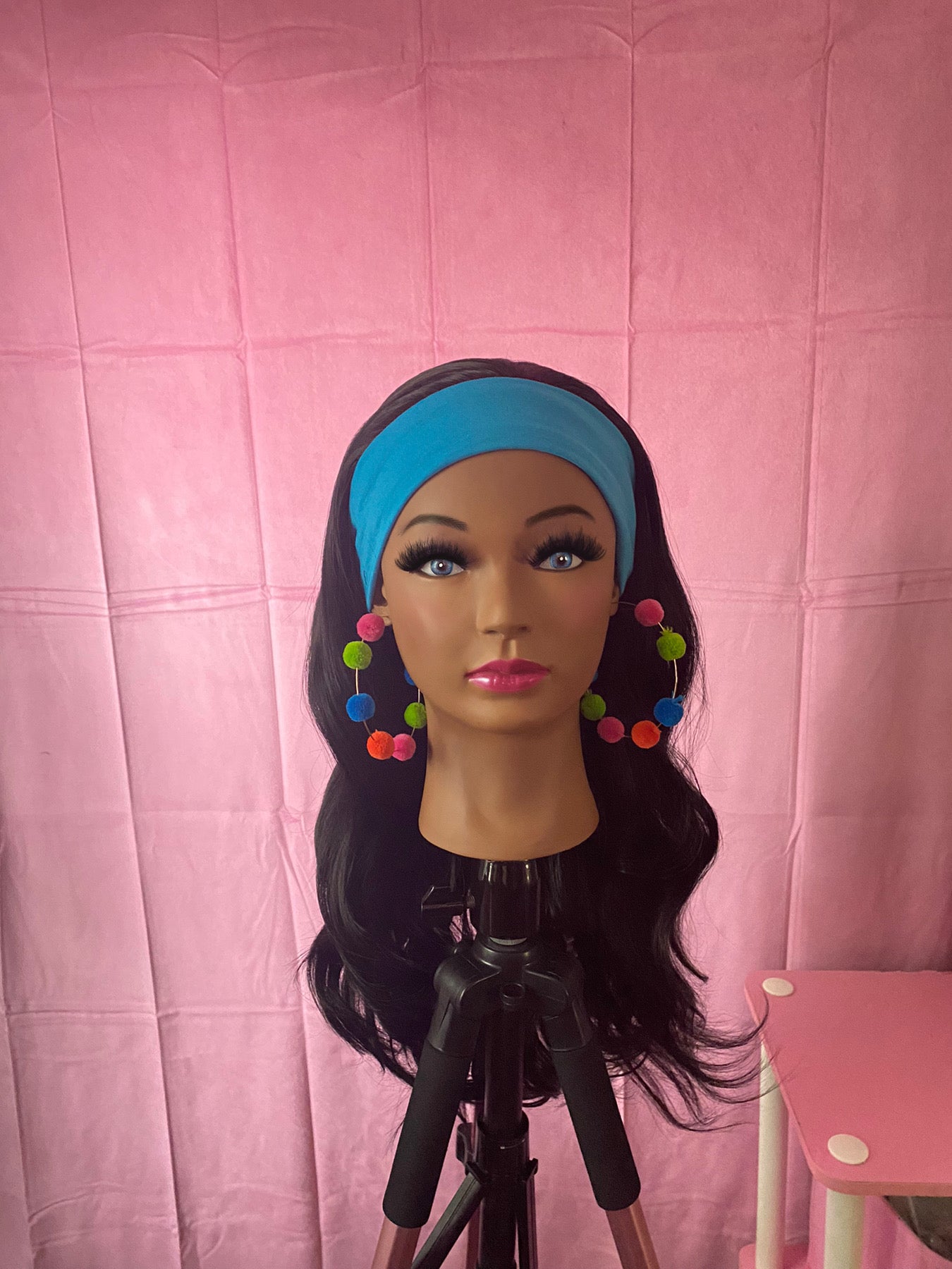 Black Wavy Curls Headband Wig w/ Headband Included