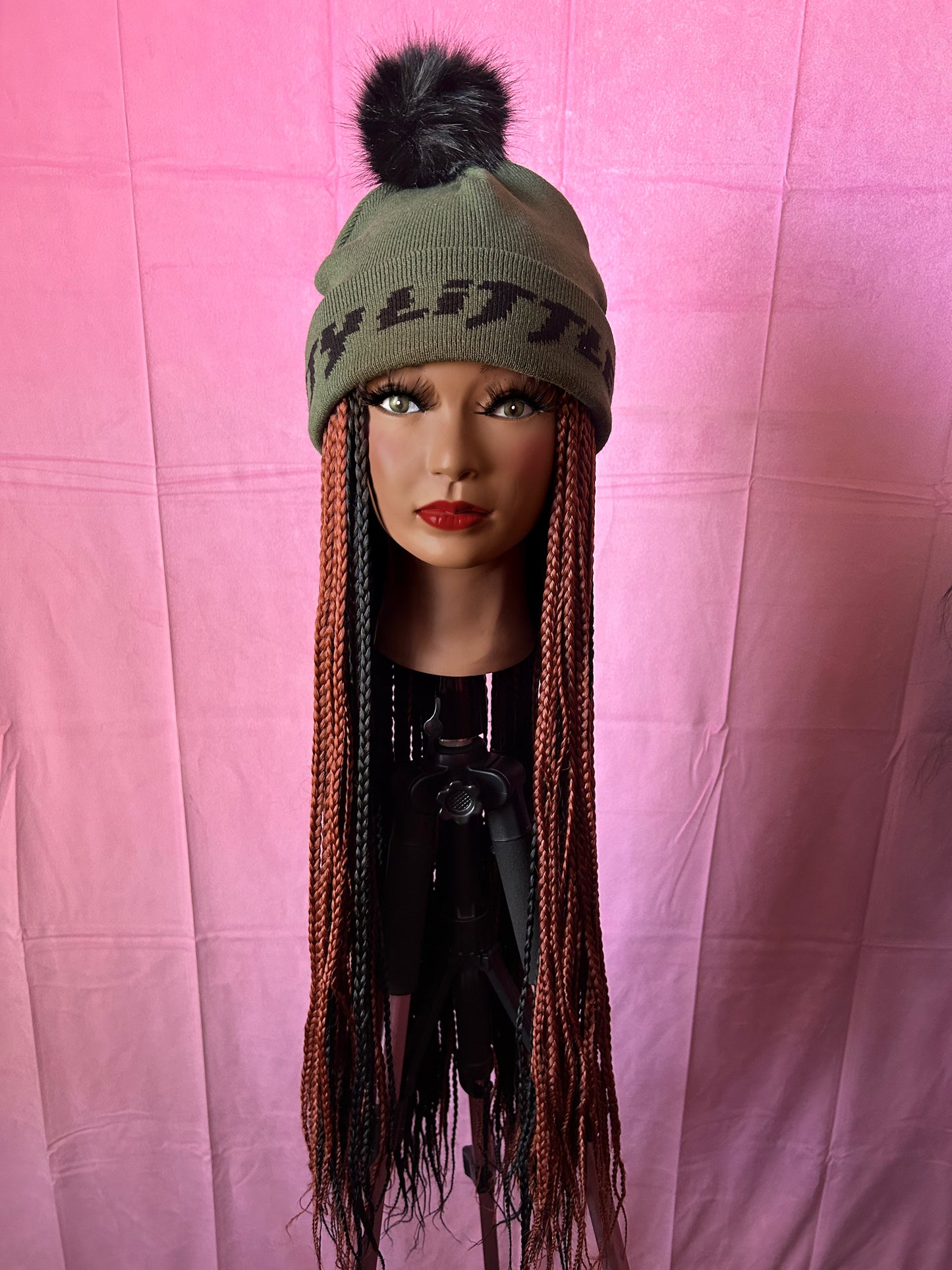 Black/Copper Box Braids Elastic Wig Band